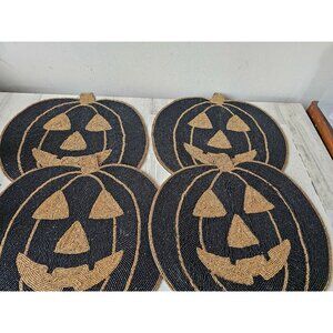 Isaac mizrahi beaded pumpkin Halloween charger placemat table mat decor gold bla
